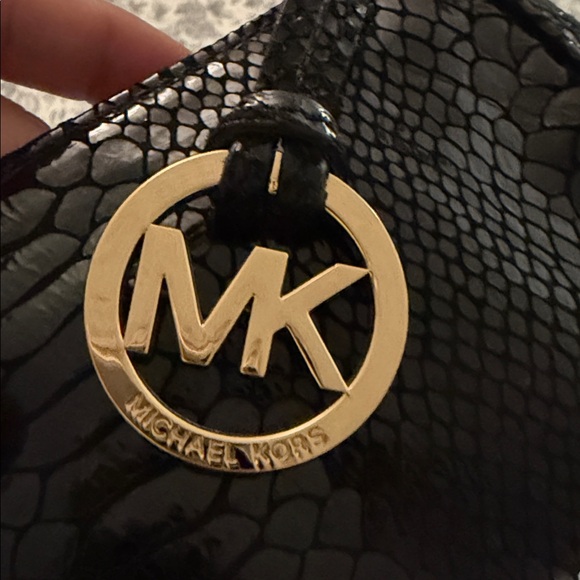 Michael Kors Black Snakeskin Mini Bag with Gold Accents - Picture 4 of 9